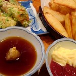 おぎ野 - チクワ磯辺揚げとフライドポテト