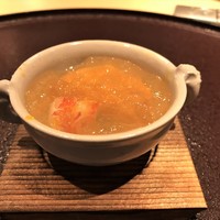 馳走 啐啄一十  - 北海道　天然羅臼昆布　黒走一等のジュレに車海老　根室の蝦夷馬糞雲丹　