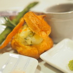 ペンションプチポワ - ステーキ付け合わせのシューポテト