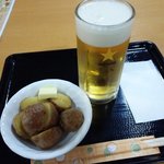 南郷の湯 - 生ビールとバターポテト