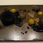 フロリレージュ - オードブル／季節の前菜／アワビのフリット、トランペット茸のムースと銀杏
