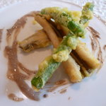 エルルカン・ビス - 穴子のフリット　鶏の白レバーソース