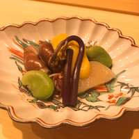 はらまさ - ホタルイカ、菜の花、そら豆、平貝  辛子酢味噌