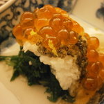 日本料理 晴山 - 前菜　菊菜のお浸し　いくら・とんぶり・タタキ長芋　アップ