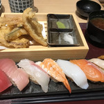 Sushi Sake Sakana Sugitama - 天ぷら、寿司定食（上）