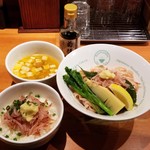 麺屋 六感堂 - 花便り（桜えびと桜のつけ蕎麦）＋桜えび丼
