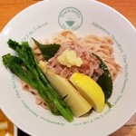 麺屋 六感堂 - 花便り（桜えびと桜のつけ蕎麦）