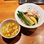 麺屋 六感堂 - 花便り（桜えびと桜のつけ蕎麦）