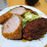 キッチンまつむら - チーズ入りメンチとヒレカツとポークジンジャー（大盛）1,200円