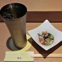 鮨丸 - 竹鶴ハイボール648円、お通し324円