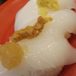 回転寿司ちょいす - やりイカ食べ比べ　山わさび・生姜・おろしポン酢