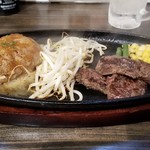 Suteki Ando Hambagu Ribon - ハンバーグ(150㌘)とハラミ(100㌘)のランチセット　1100円