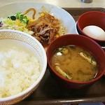 すき家 - 豚生姜焼き朝食390円
