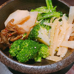 ロース松葉 - ナムルの5種盛合せ 820円
            舞茸、ブロッコリー、セロリ、アーティチョーク、小松菜