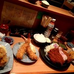 とんかつ檍 - カキフライ定食＆リブロースカツ定食＆エビフライ