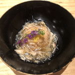 天ぷら たけうち - 焼き胡麻豆腐 毛蟹の餡かけ