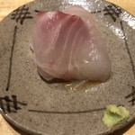 天ぷら たけうち - 豊後水道の石垣鯛 鮎の魚醤で 塩水１０時間熟成