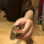 天ぷら たけうち - 壱岐産 本鮪中トロの手巻き鮨 １２０キロ