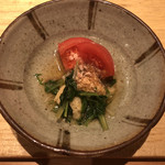 天ぷら たけうち - 水菜と南関揚げの御浸し