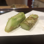 天ぷら たけうち - 糸島産 アスパラ 茎