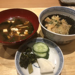 天ぷら たけうち - 天茶・赤出汁・香物