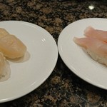 Gatten Sushi - 生ホタテ  300円    金目鯛  400円