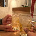 ワイン&オデン ひそか - H.31.2.7.昼 ハイボール vs 生ビール de 乾杯♪