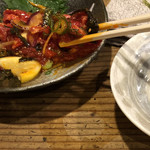 万両 南森町店 - ユッケ(食べかけで、すみません^_^;)