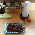 一松 - 料理写真:肝焼きとあちゅかん。ぷしゅー不可避のﾏﾘｱｰﾁﾞｭ（）