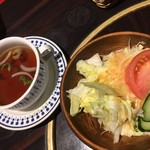 레스토랑 타카야마 - セットのスープとサラダ