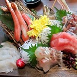 kaniryourizen - お造り：蟹と鮮魚のお刺身５点盛り