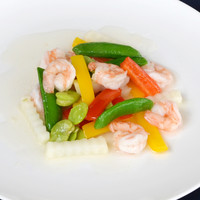 【翡翠蝦仁】季節野菜と活エビの炒め