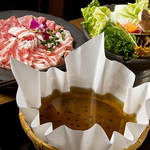 Iberico pork lettuce shabu hotpot with your choice of dashi