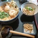 福壽庵 - 海老かき揚げとじ蕎麦とかやくご飯