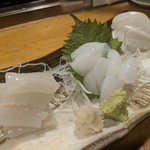 天史朗鮨 - イカ刺し3種　アオリ、スルメ、ヤリ