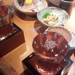 酒洛 - 日本酒＆もろ味噌＆イカ塩辛＆イサキ刺身