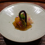 肉割烹 上 - ボタン海老と紫雲丹