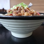 日本橋うどん酒場ほし野 - 肉うどん（大）　横から