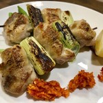 ナガタ店 - ナガタ流、焼き鳥、自家製柚子胡椒を添えて（マキ限定）