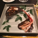 薪の音 - 白子と香箱ガニ、ソースが美味しい〜〜。