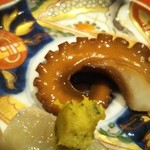 御料理 古川 - これは豆皿でイイダコを頂きました。三池港だそうです(^o^)丿むかし友達達と釣ってた三池港のイイダコも、ここで食べると高級品になるのね（笑）