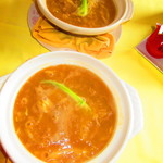 ２人の平日限定ランチ土鍋入りふかひれ湯麺セット　２５００円（税込）土鍋入りふかひれ湯麺のアップ【２０１９年３月】