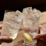 餃子とスパークリング バブルス - 最後はレモンサワーで乾杯♪