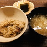蒼穹 - キンピラの炊込みご飯　ホタルイカ　ウド　味噌汁　香の物