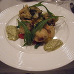 OGINO organic Restaurant - 牡蠣のベニエ(衣揚げ)青海苔風味　バジルのタルタルソース(1800円)