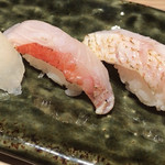 築地 すし好 - 春の塩すだち三種盛(桜鯛、金目鯛、のどぐろ)