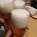 とんかつ 寿々木 - 生ビールで乾杯