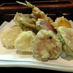 しらいし - ほたてと旬の野菜の天ぷら盛合わせ