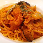 とまと座 - イベリコ豚と秋茄子とパルメザンチーズのトマトソースパスタ。　(2009.10月）