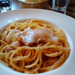 とまと座 - トマトソースのカルボナーラ。(2010.1月）